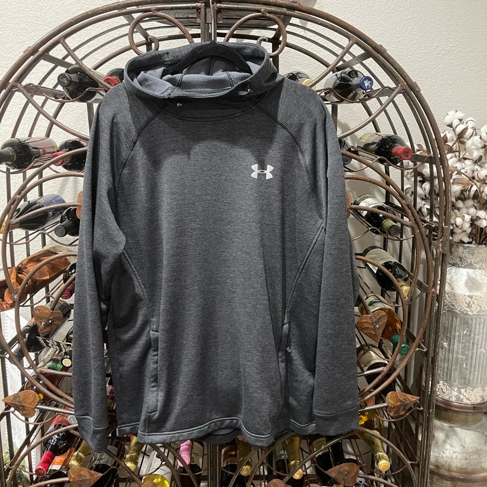Men’s Under Armour Cold Gear Charcoal Fitted Hooded Pullover XL